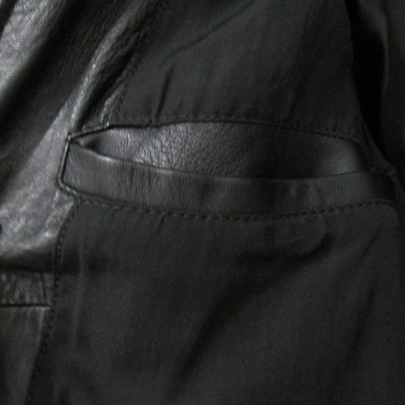 ALL SAINTS MEN'S SANDERSON BLACK LEATHER BOMBER JACKET SIZE XL - Picture 7 of 13